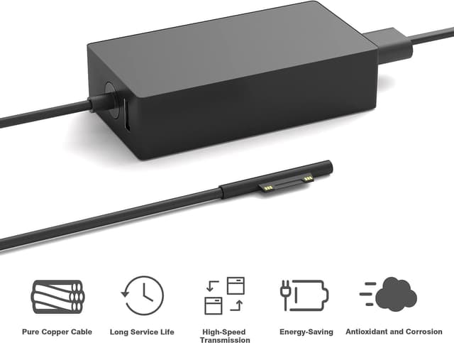 Detalle 2 de SKOTSLYE 65W Laptop Charger for Microsoft Surface (with USB 2.0 5V/1A) – compatible Surface Pro, Surface Laptop, Surface Go, Surface Book