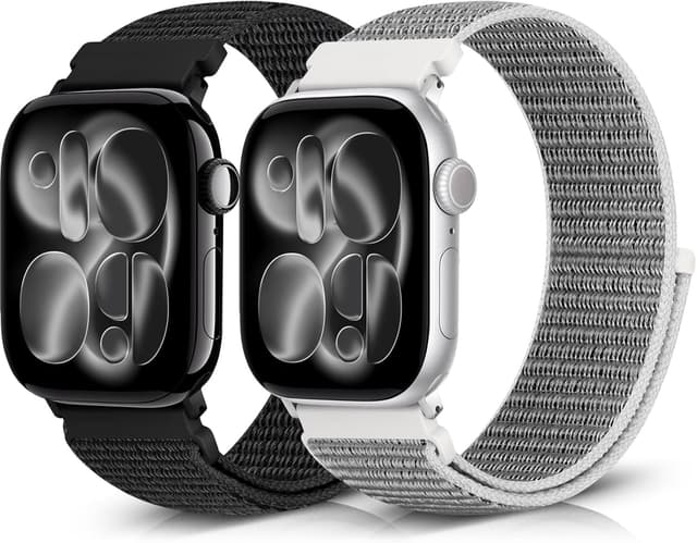 Detalle de Runostrich Nylon Sport Strap 2-Pack for Apple Watch (Solo Loop) – Adjustable nylon bands for 38–49mm