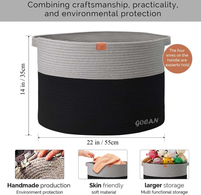 Detalle 2 de GOCAN Cotton Rope Basket XXXL 22x22x14 in