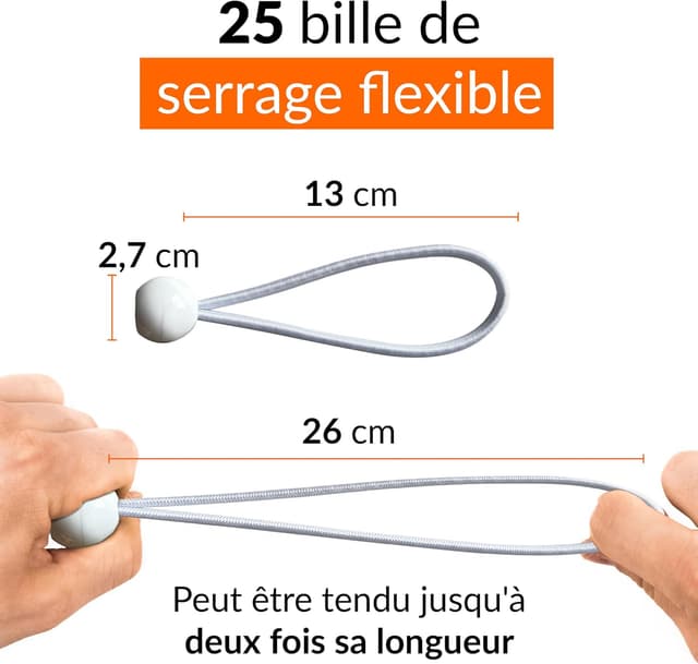 Thumbnail 1 de 25 Tendeurs élastique avec boule 25 pièces