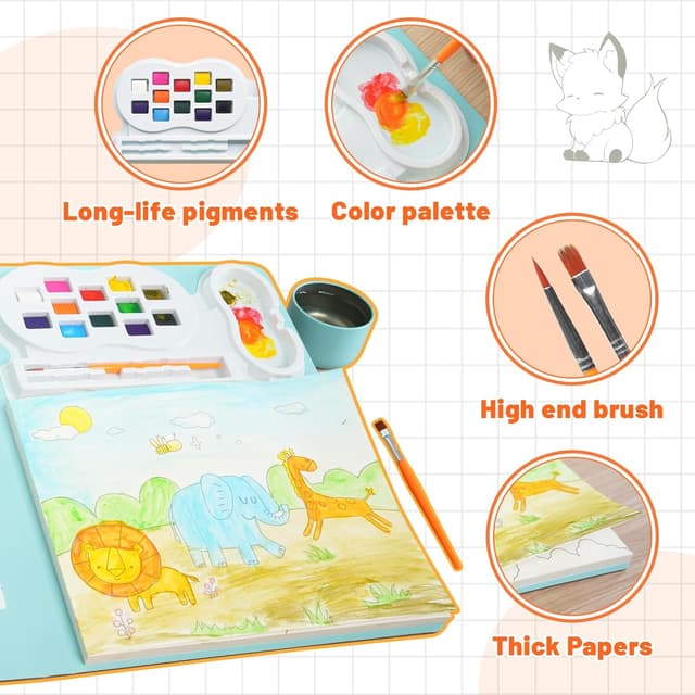 Detalle de YPLUS Watercolour Paint Set – Mess-free magic painting books for kids aged 2+