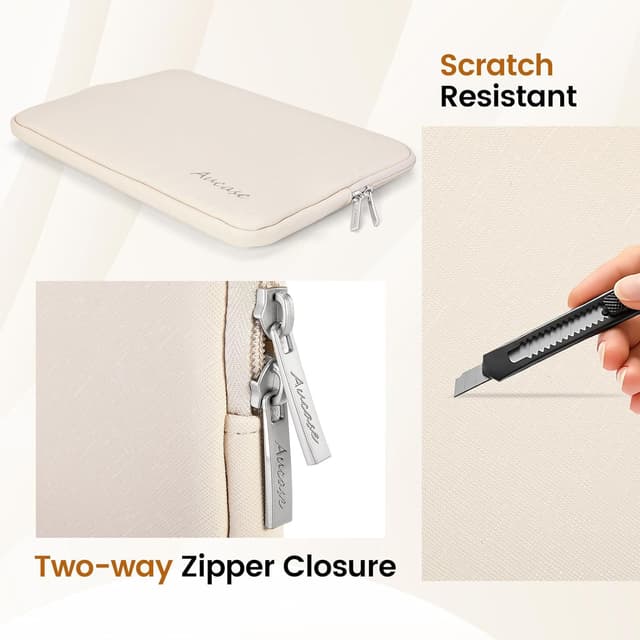 Thumbnail 6 de Aucase 13–14 inch Laptop Sleeve Leather Case – water-resistant protective pouch with soft 360° lining