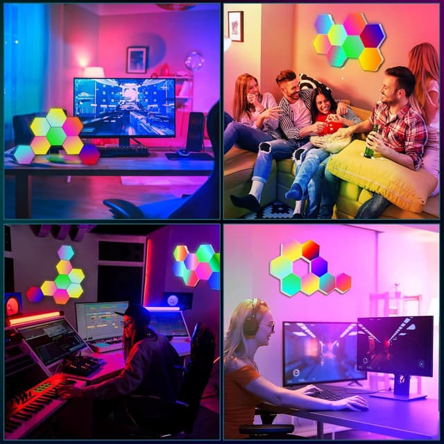 Detalle 2 de COLWINKU Hexagon Lights 8 Pack RGB