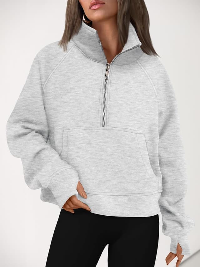 Detalle 2 de AUTOMET Half‑Zip Fleece Crop Hoodie for Women