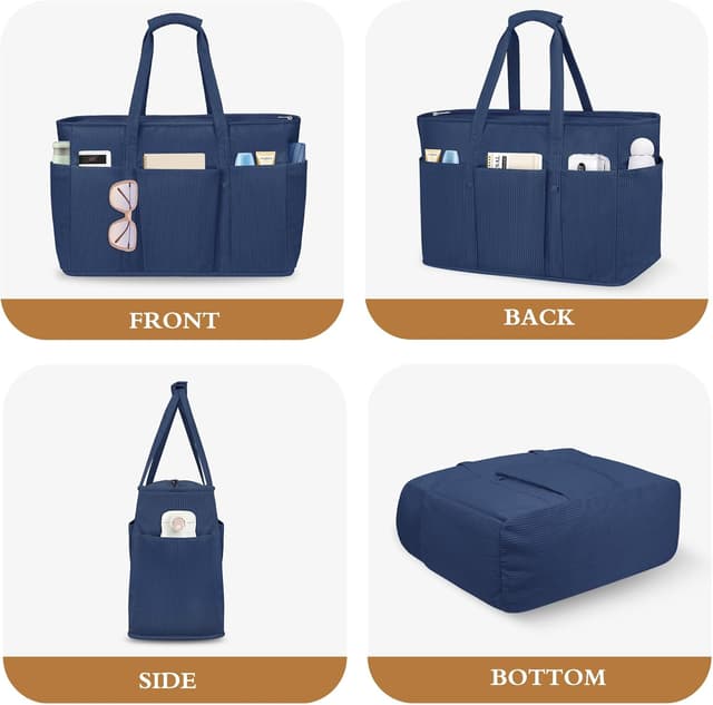 Thumbnail 6 de JUYANO Cord Handtasche XXL – XXL-Strandtasche mit Reißverschluss, Nassfach und 12 Fächern