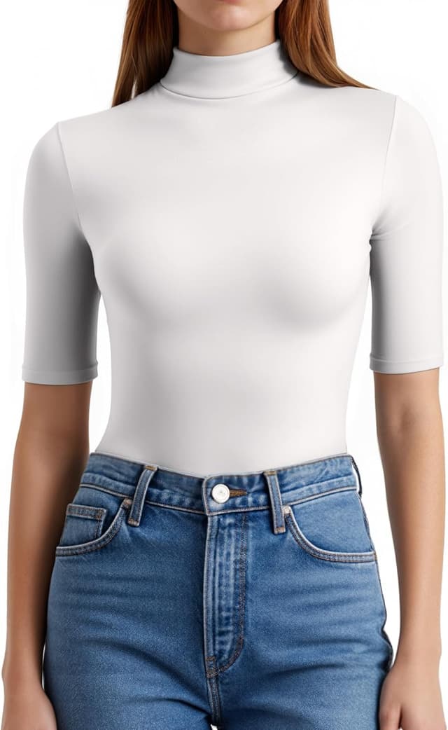 Detalle 2 de ALGALAROUND women’s 1/2-sleeve turtleneck fitted tops (rayon/spandex)