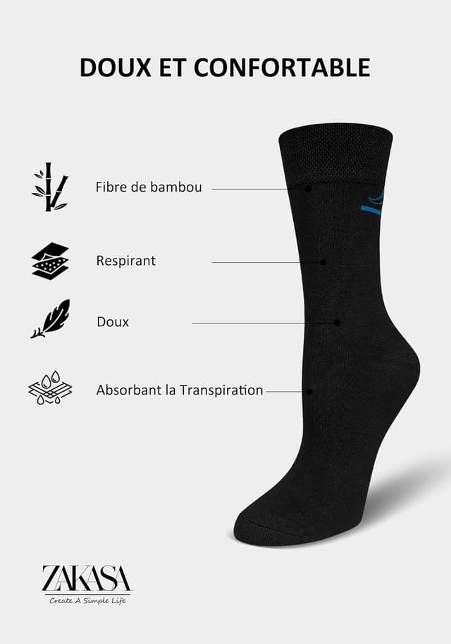 Thumbnail 6 de ZAKASA Chaussettes Bambou Homme classiques pour bureau et costume