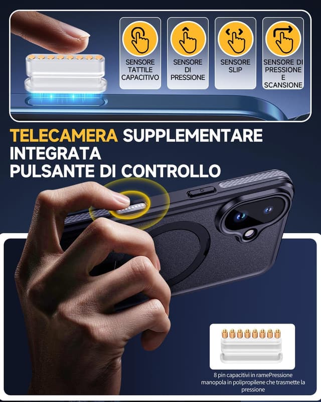 Detalle 2 de Lanhiem Cover impermeabile antiurto per iPhone 17 IP68 con supporto posteriore, custodia subacquea full body nera