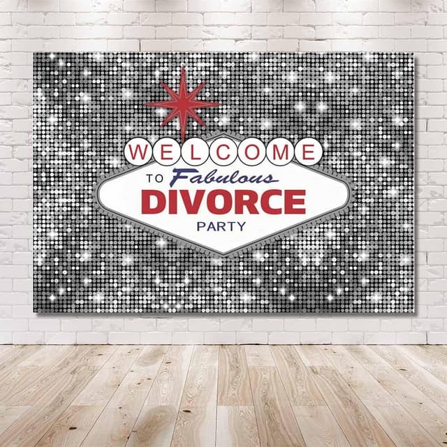Detalle de MEHOFOND 7x5ft Divorce Party Backdrop Flash Silver Welcome To Fabulous