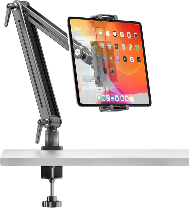 Detalle de Feising Tablet-Halterung für Tisch aus Aluminium – tragbar für 4,7 bis 18,5 Zoll (iPad & Galaxy)