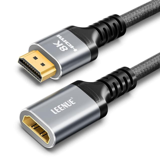 Detalle de LEENUE HDMI 2.1 Verlängerungskabel 1 m (8K@60Hz, 4K@120Hz, 48 Gbps) mit Stecker-auf-Buchse