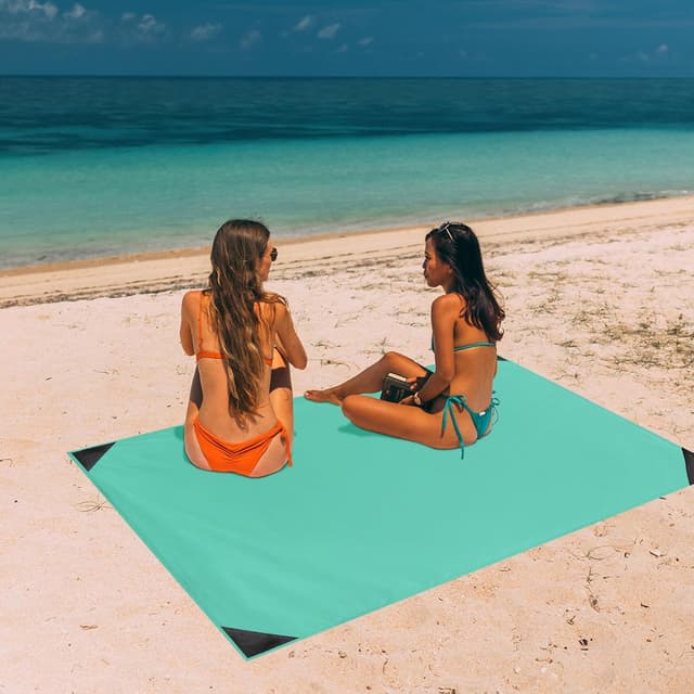 Thumbnail 6 de Odoland tapis de plage en nano imperméable anti-sable 110 × 160 cm, vert clair