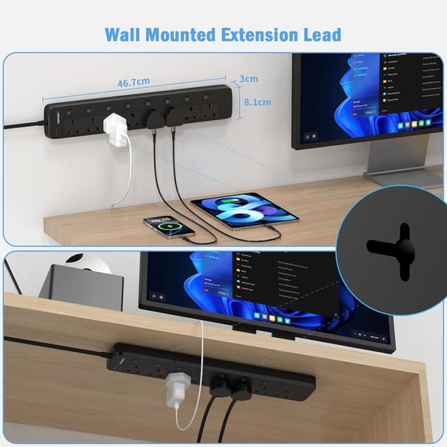 Detalle de TOPREK 8 Way surge protected extension lead