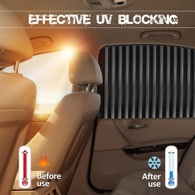 Detalle 2 de XCBYT Magnetic Car Window Privacy Curtains (Set of 2) — 99% Light Blocking