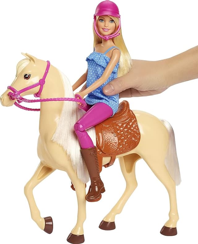 Detalle 2 de Barbie Muñeca de Equitación con Caballo y Accesorios 🐴