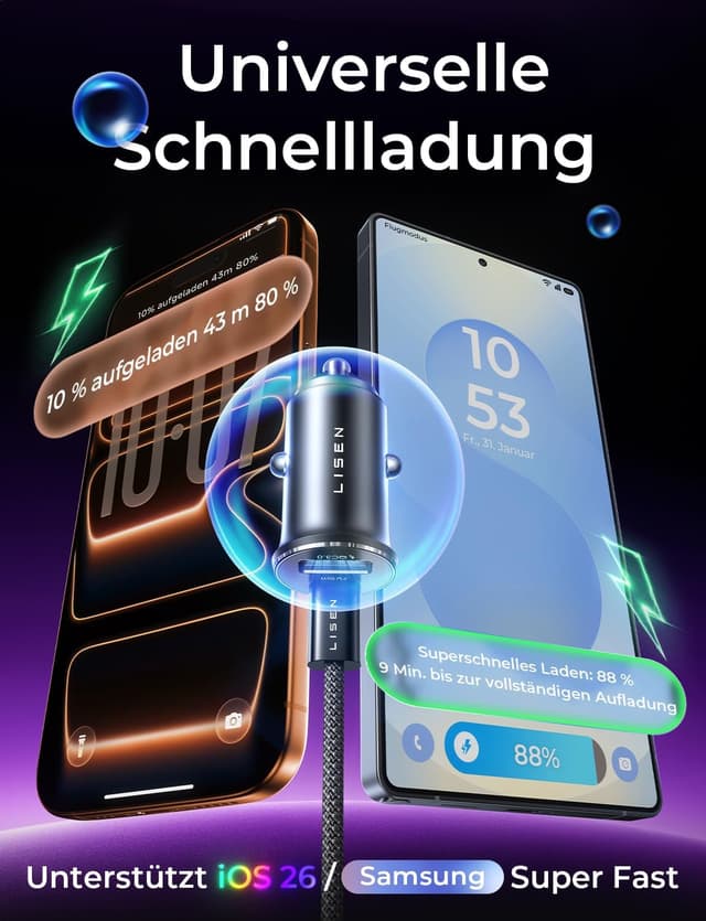 Detalle 2 de LISEN 95W KFZ Ladegerät USB C 65W