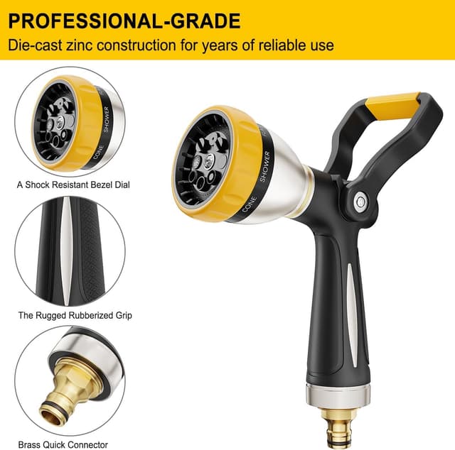 Detalle 2 de FANHAO Stile Pompiere pistola da giardino in metallo con 8 motivi di spruzzo