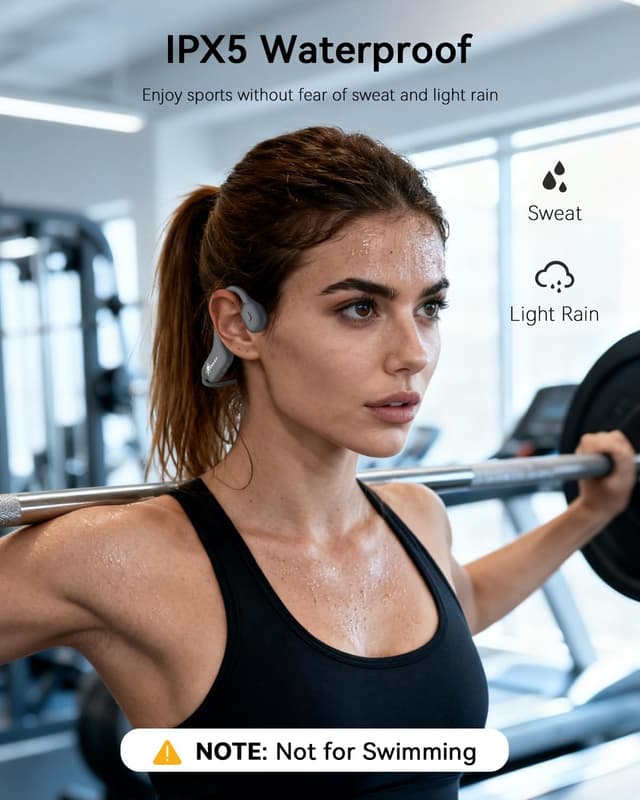 Detalle 2 de SANOTO Bone Conduction Bluetooth Open-Ear Headphones (with Mic) — IPX5 Sport Wireless Earphones