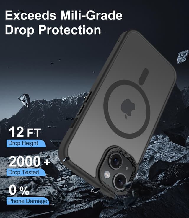 Detalle 2 de Mootobo iPhone 15 Case (4-in-1) with Strong Magnetic MagSafe + Screen & Lens Protectors, Black