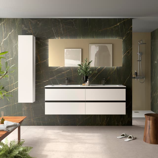 Detalle 2 de Salgar Vilna Mueble baño metal 4 cajones y lavabo 2 pozas Bequia