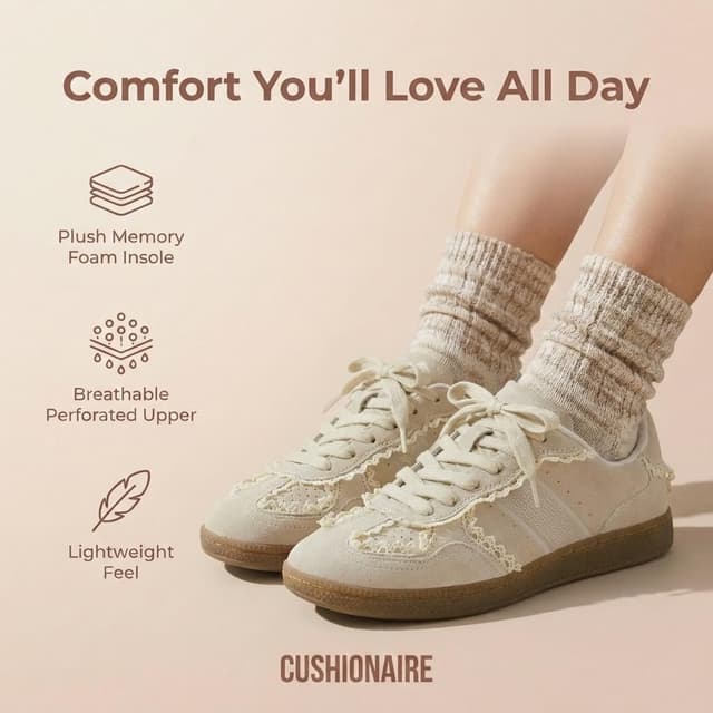 Detalle 2 de CUSHIONAIRE Belinda Women’s Lace Casual Sneakers