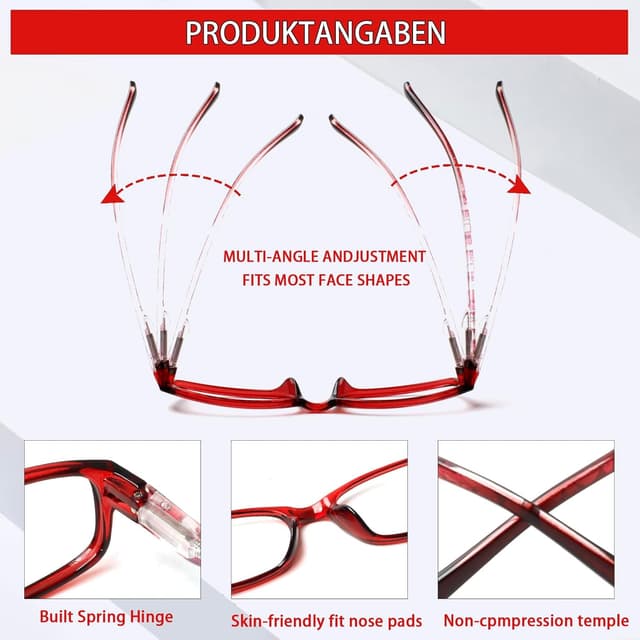 Detalle de Kerecsen 6 Pack Blue Light Blocking Reading Glasses with Spring Hinge (TR90 frames)