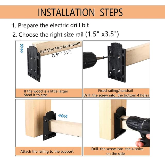 Thumbnail 6 de Deck Railing Brackets Connectors 20pcs for 2"x4" timber ðŸ›