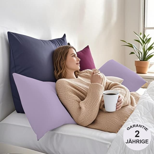 Detalle de Beqnat Seitenschläferkissen-Bezug im 2er-Set 40x145 cm (Lavendel) mit Reißverschluss