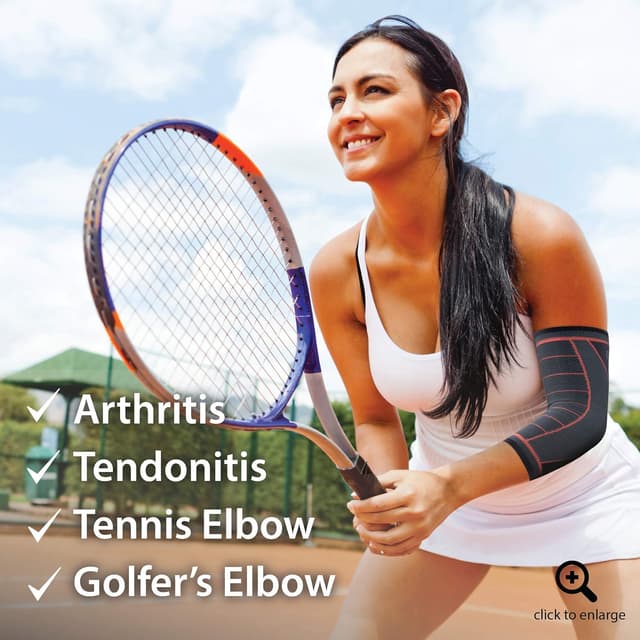 Detalle 2 de Rymora Elbow Support Sleeve for Men and Women – Tennis Elbow & Golfer’s Elbow Relief (Single Sleeve, Medium)