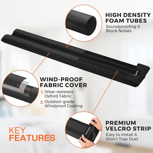 Detalle de Comfyanno Under Door Draft Stopper (Bottom Door Seal & Gap Filler) for 30–36 in Doors, No Adhesive, Black