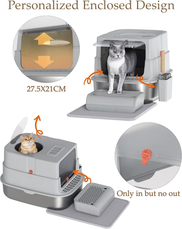 Thumbnail 2 de Stainless Steel Cat Litter Box with Lid