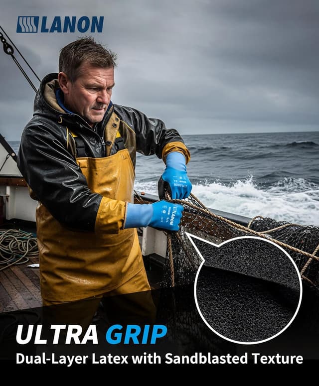 Detalle 2 de LANON Wasserdichte Arbeitshandschuhe M/8