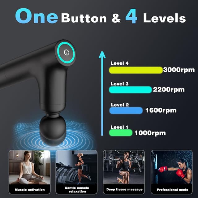 Detalle 2 de UPSPORT massaggiatore a percussione 4 testine