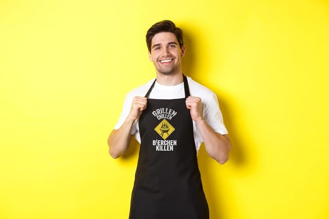 Detalle 2 de YORA Grillschürze für Männer zum Vatertag – Kochschürze lustig inkl. Urkunde