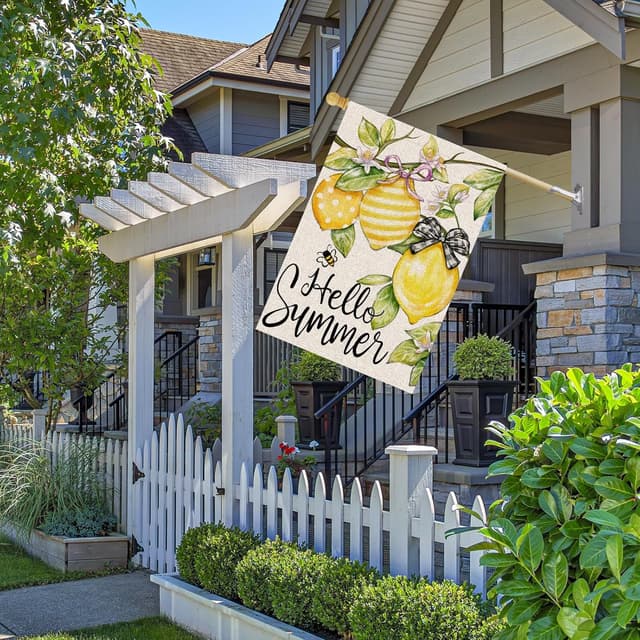 Thumbnail 1 de FUYUCHEN Hello Summer House Flag 28x40 inch outdoor garden flag 🏡