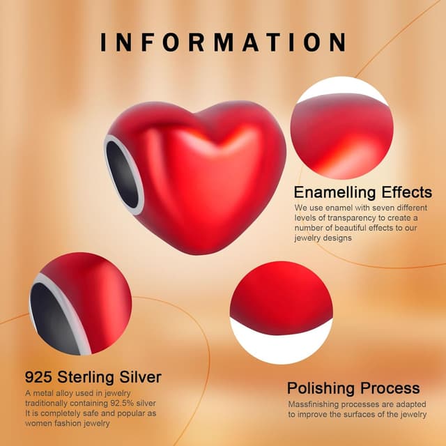 Detalle 2 de Rimgoris charm in argento sterling 925 per bracciali e collane (cuore, freccia e simboli)