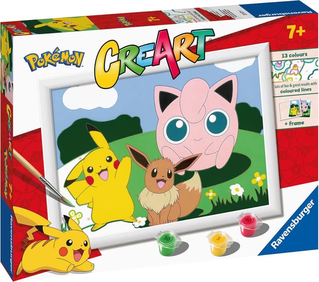 Detalle 2 de Ravensburger CreArt Pokémon – Dipingere con i Numeri (7+ anni), kit pittura con tavole, cornice, pennello e colori
