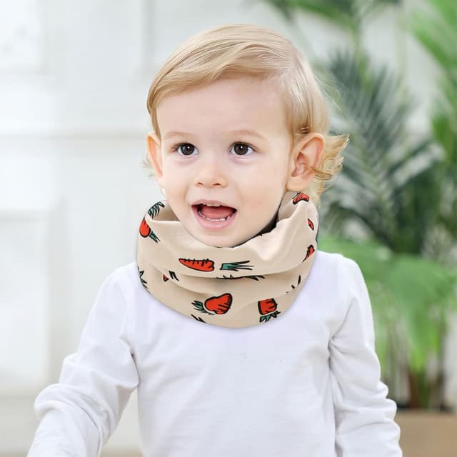 Detalle de YMIFEEY 4er-Set Kinder-Schals Schlauchschal aus Baumwolle (Baby Jungen & Mädchen) – Winddicht & vielseitig