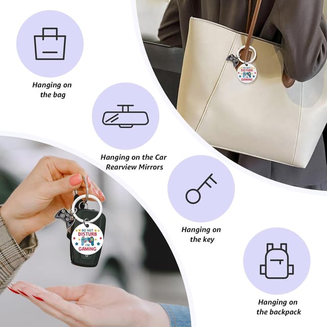 Detalle de Vadaka Gamer Gifts game keychain (stainless steel) for men, gamers and game lovers