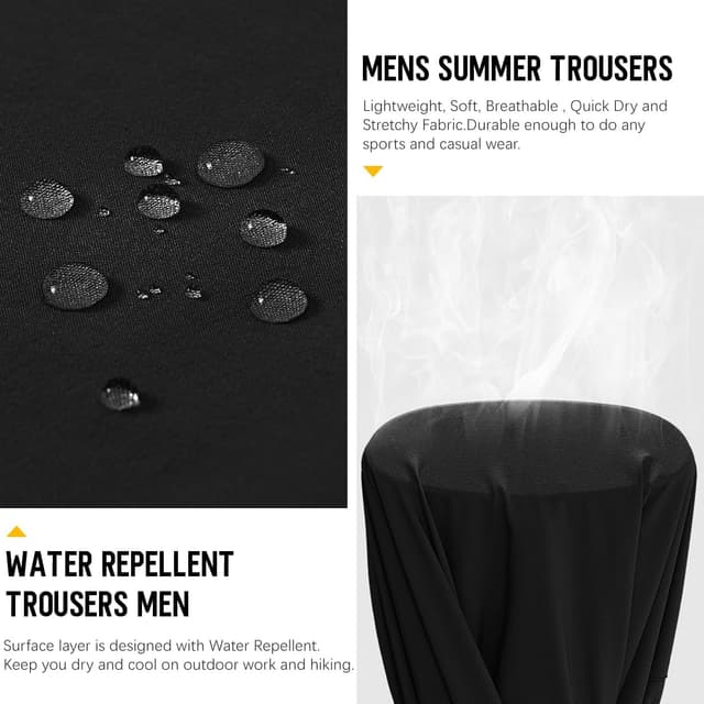 Detalle de Rdruko Men’s Hiking Trousers: Lightweight Quick-Dry Stretch Walking Pants with 5 Pockets