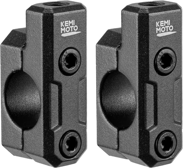Detalle de KEMIMOTO supporti specchietti moto 10 mm, 2 pezzi con morsetti adattatori per manubrio da 22 mm