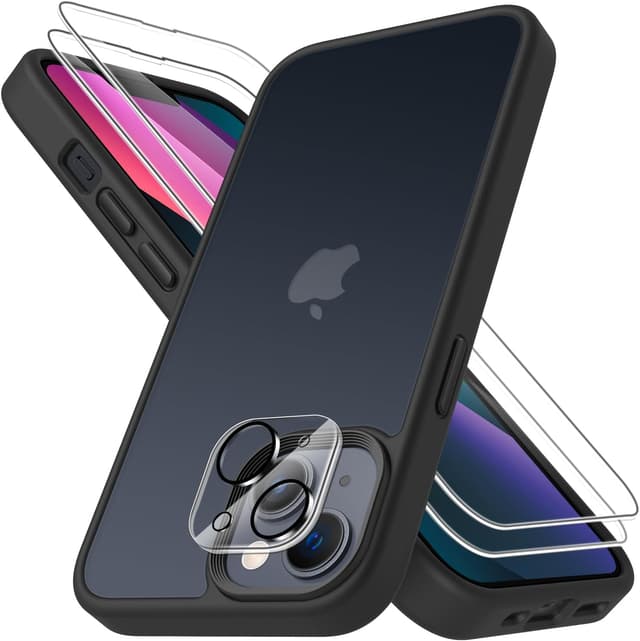 Detalle de Mootobo for iPhone 13 Case (6.1 inch) – 4 in 1 shockproof case with 2 screen protectors and lens protector, black