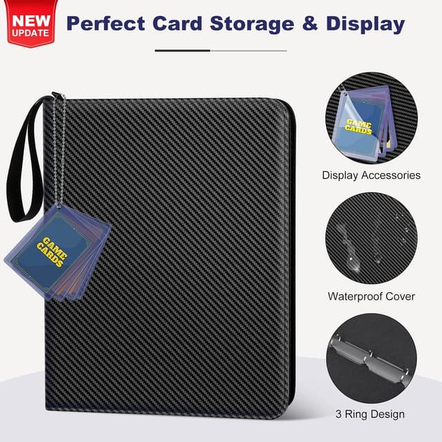Detalle 2 de Mlikero Card Binder 9 Pocket with PU Leather Cover (9-Pocket Trading Card Binder, 720 Double-Sided Capacity)