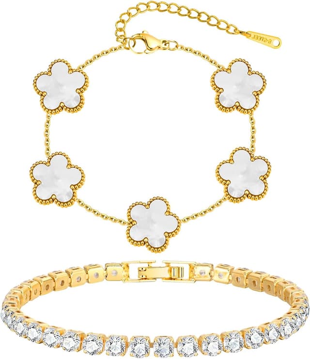 Detalle de Gamtic Bracciale tennis in zirconi 18K 2 pezzi