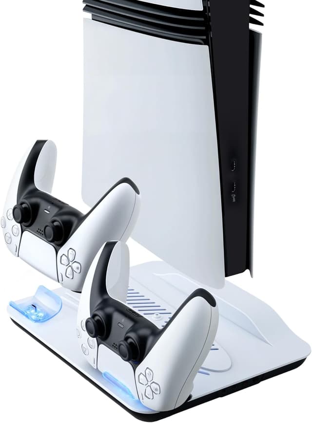 Detalle de Wigearss Supporto verticale di raffreddamento PS5 con doppio caricatore per DualSense (PS5/PS5 Slim/PS5 Pro, Disc e Digital)