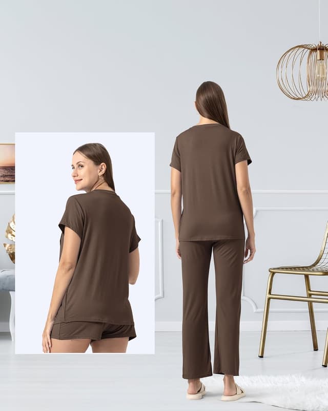 Detalle de SUNNYBUY 3-teiliges Stillpyjama-Set (Stilloberteil, Stillshorts, lange Stillhose) für die Zeit nach der Geburt