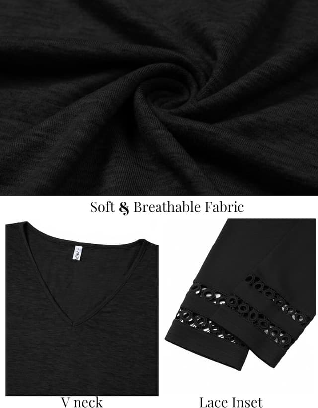 Detalle de VIMPUNEC V-Neck Swimsuit Coverup for Women — V-Neck 3/4 Sleeve Beach Dress Shirt