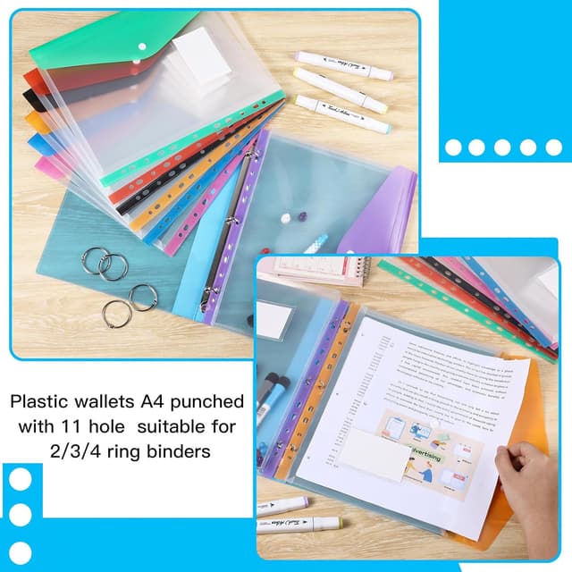 Thumbnail 4 de 14 Pack A4 Plastic Wallets 7 Colours