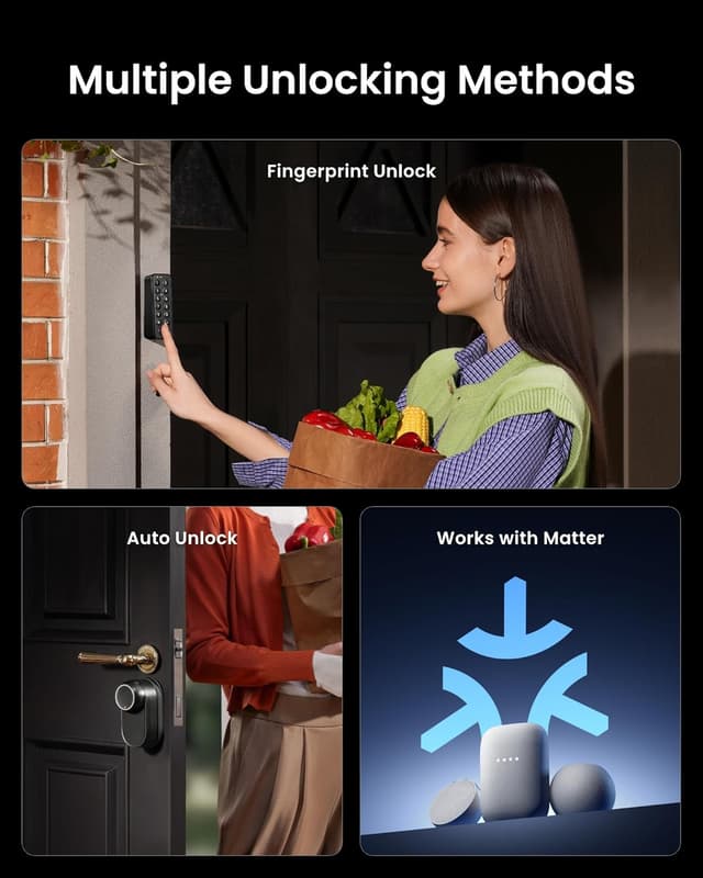 Detalle de SwitchBot WiFi Smart Lock Ultra with Touchscreen Keypad (Fingerprint, Matter & voice support)