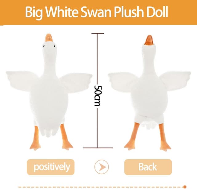 Detalle 2 de Zaloife Peluche Oie géante 50 cm — doudou pour câlins et décoration, à récupérer après compression sous vide